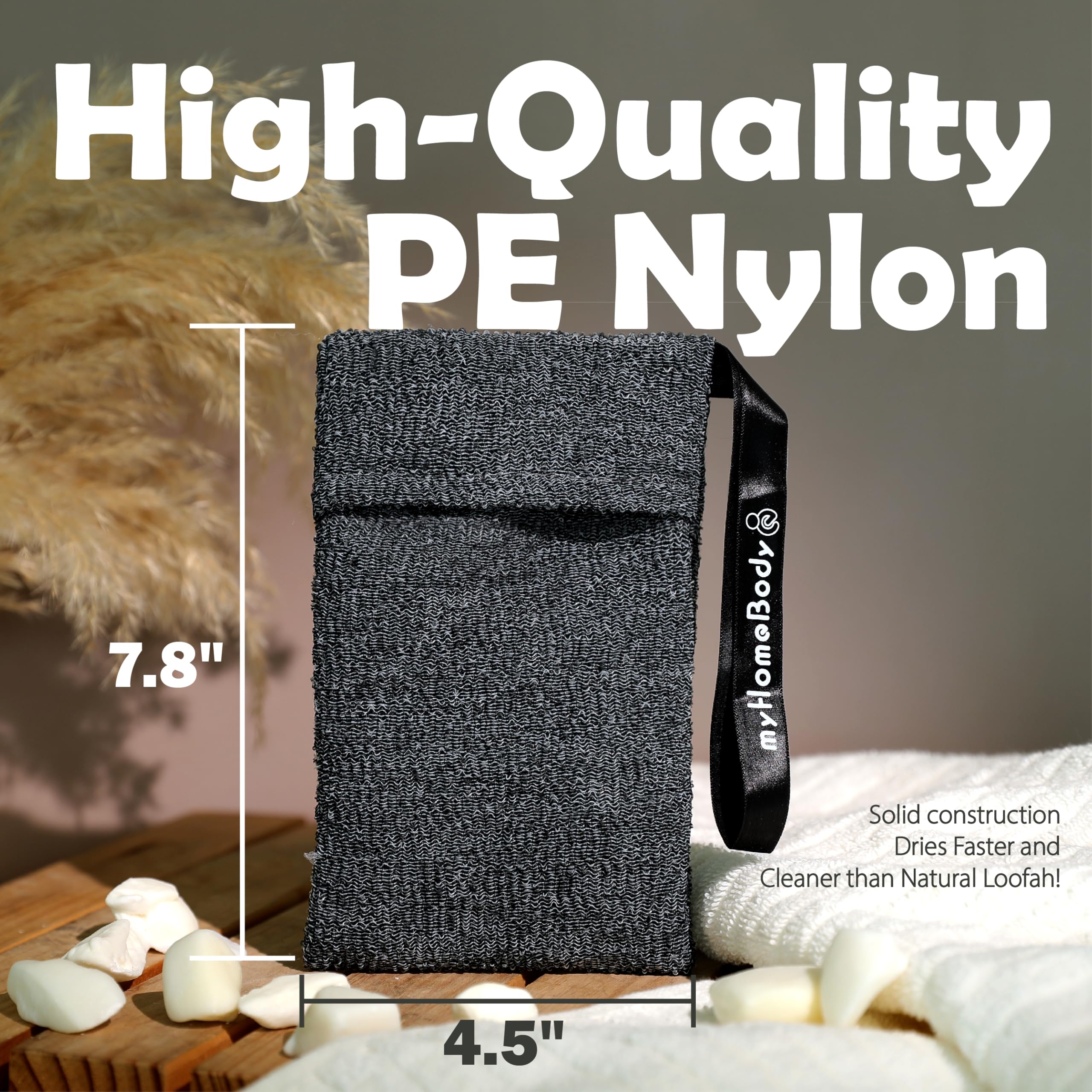 myHomeBody graphite gray pouch improves shower organization and cleanup.