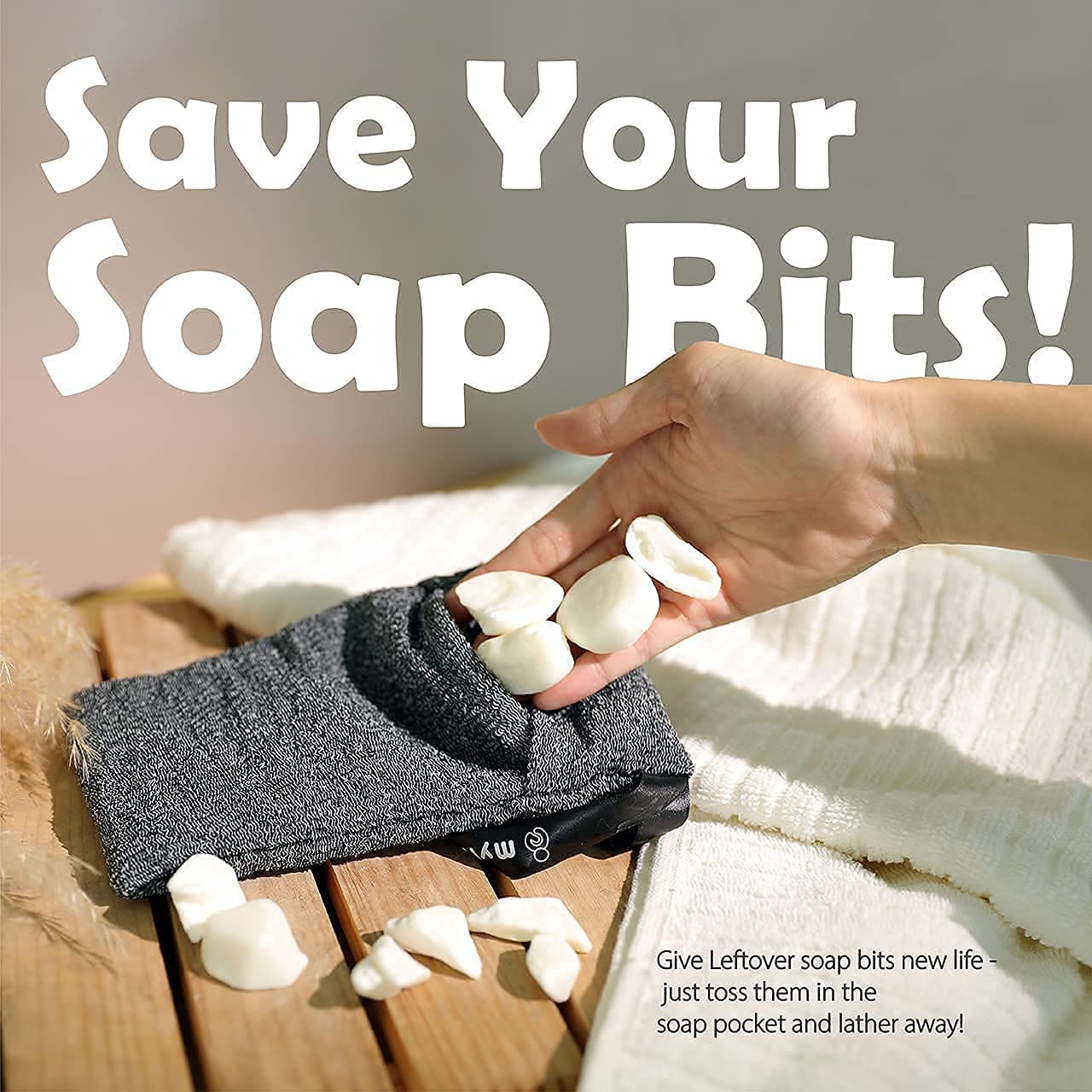 myHomeBody foot scrub use with exfoliating pouch for smoother heels.