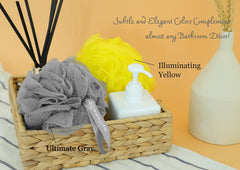 myHomeBody gray-yellow colorway complements modern bathrooms for style and decor.