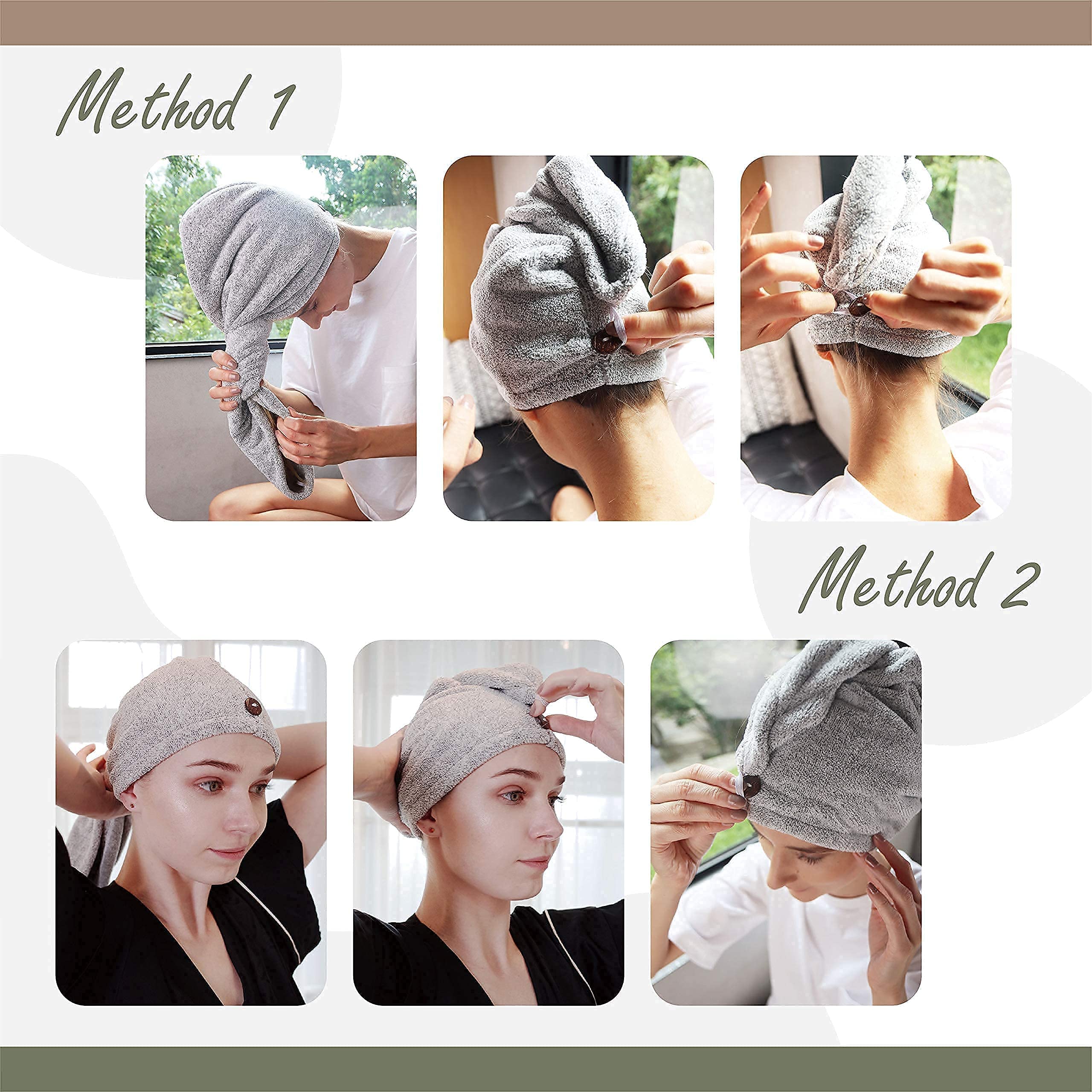 myHomeBody hair towel wrap charcoal fiber material with plush absorbency