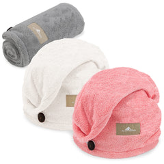 myHomeBody hair towel wrap light gray open-end fiber for quick drying