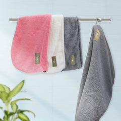 myHomeBody hair towel wrap pink absorbs moisture quickly during morning routines
