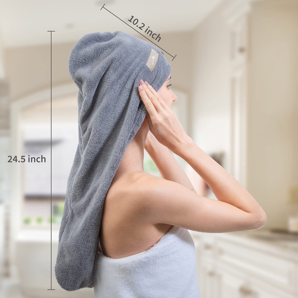 myHomeBody hair towel wrap white lightweight design for gentle drying