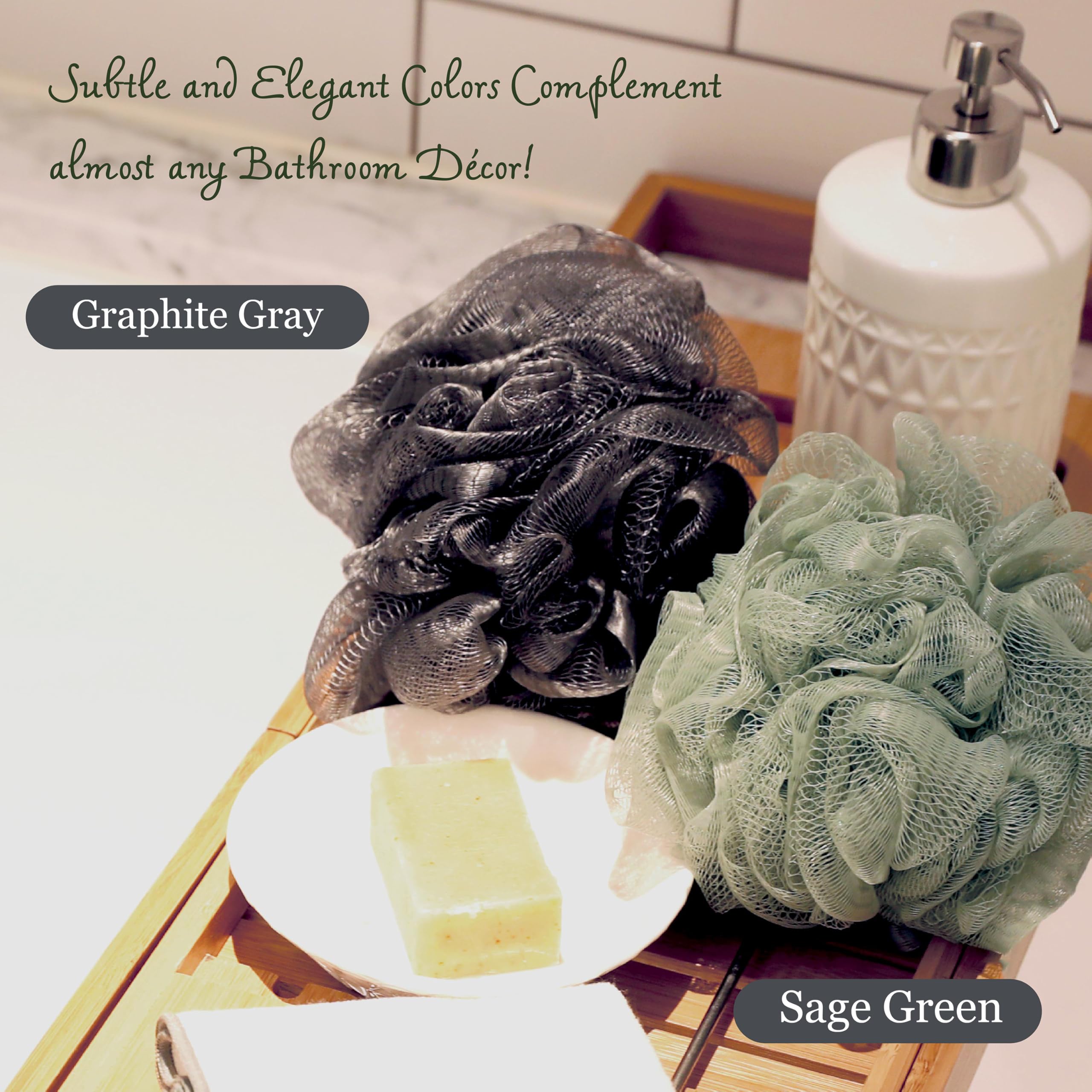 myHomeBody loofah activated-charcoal exfoliation image highlights deep-cleaning benefits.