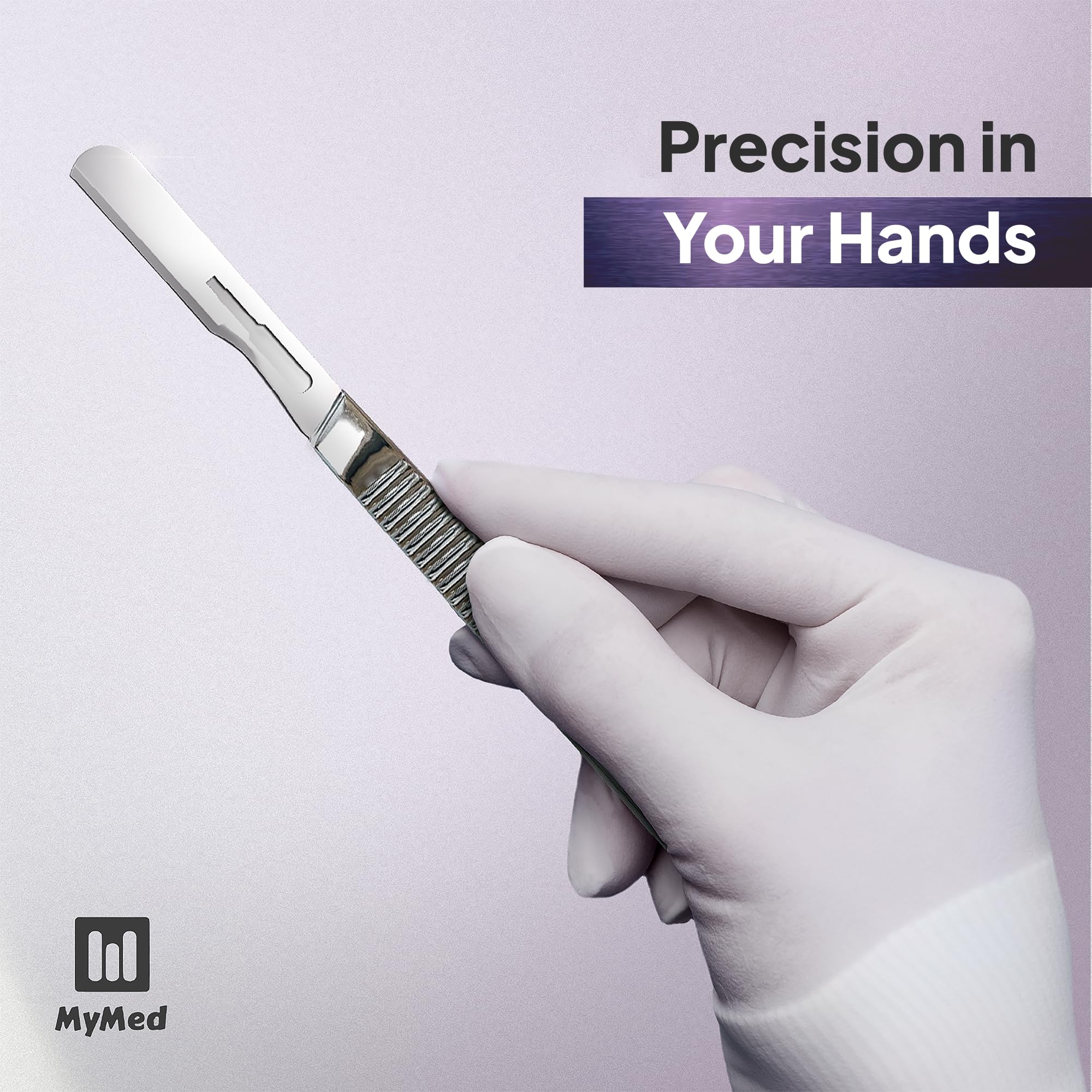 MyMed dermaplane razor guided along dry skin with taut surface.
