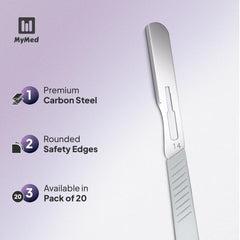 MyMed dermaplaning razor ergonomic handle for secure grip during precise 45-degree strokes.
