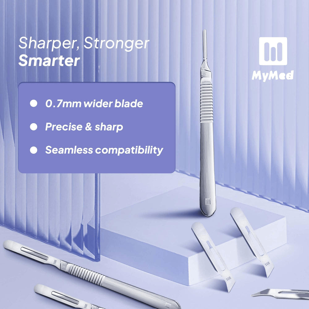 Sterilized MyMed 10R blades ensure hygienic replacement during use