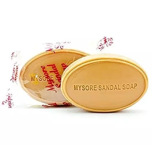 Mysore Sandal Soap four bars shown with rustic packaging