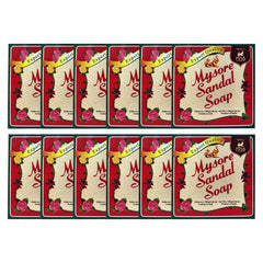 Mysore Sandal Soap pack12 bars front view highlighting gentle cleansing with sandalwood oil.
