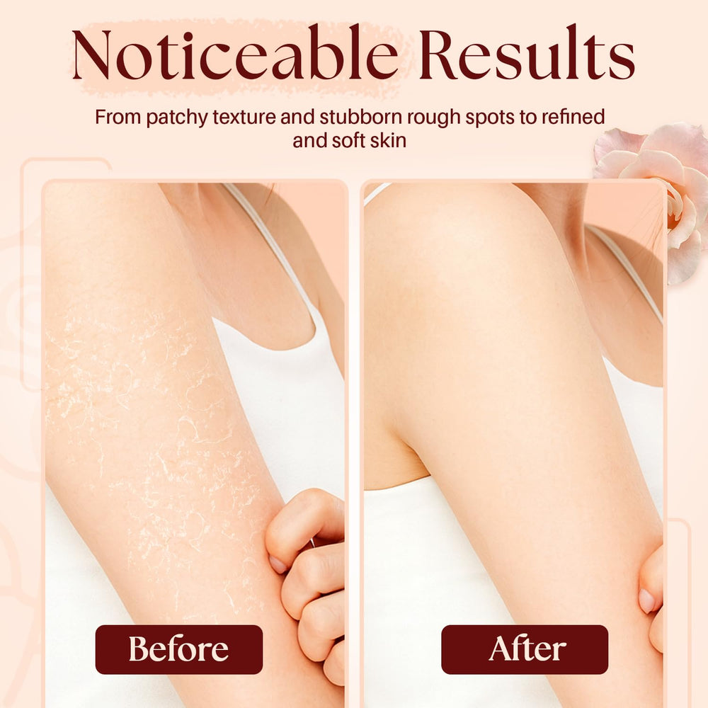 Mystère Beauté Himalayan Salt Body Scrub application on skin for gentle exfoliation.