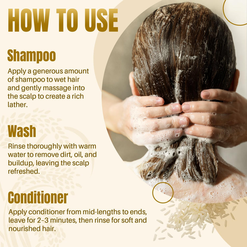 MYSTÉRE BEAUTÉ rice water shampoo texture on hand shows light formula
