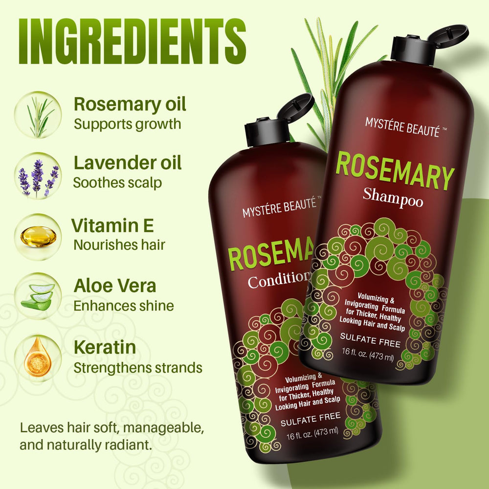 MYSTÉRE BEAUTÉ Rosemary Shampoo lather showcases luxurious cleanse without stripping essential oils.