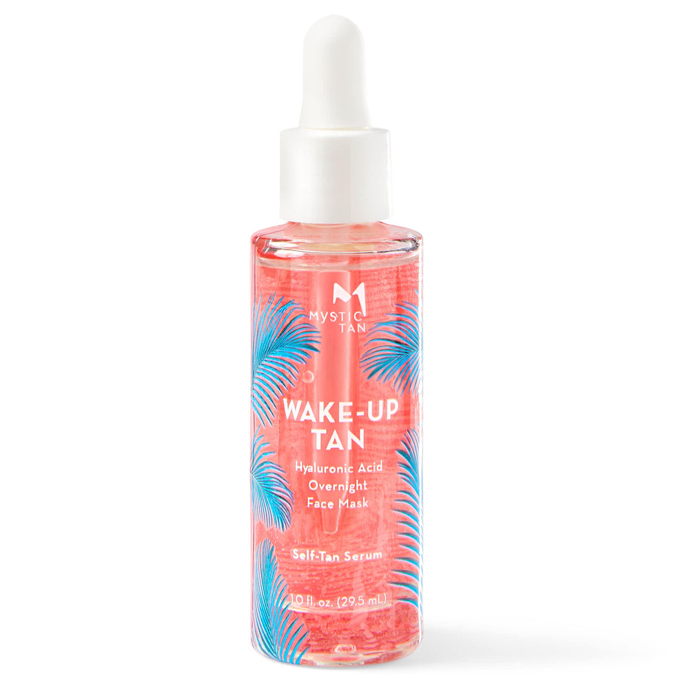 Mystic Tan Wake Up Tan serum bottle with pump for easy nightly application