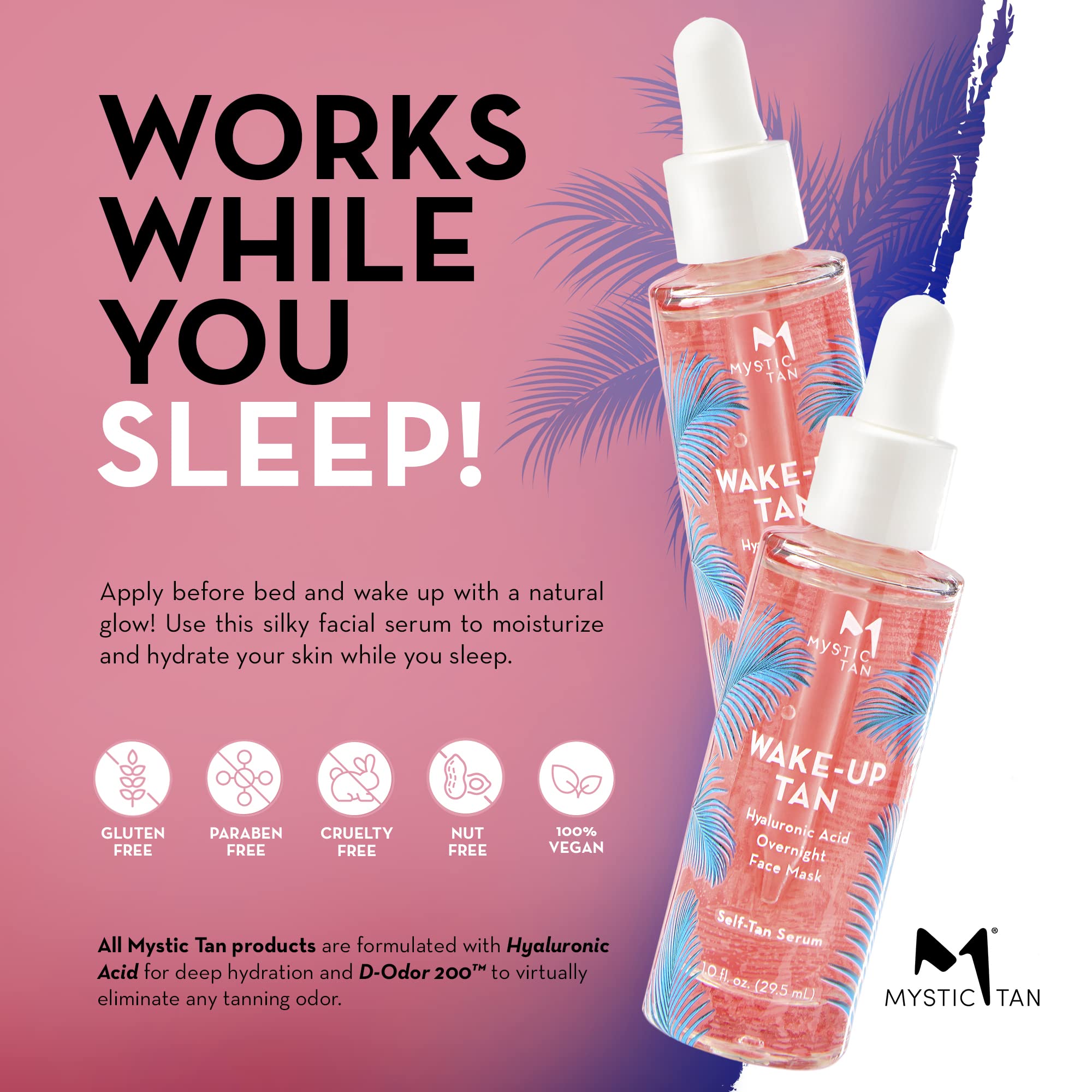 Mystic Tan Wake Up Tan serum used during night routine for hydration