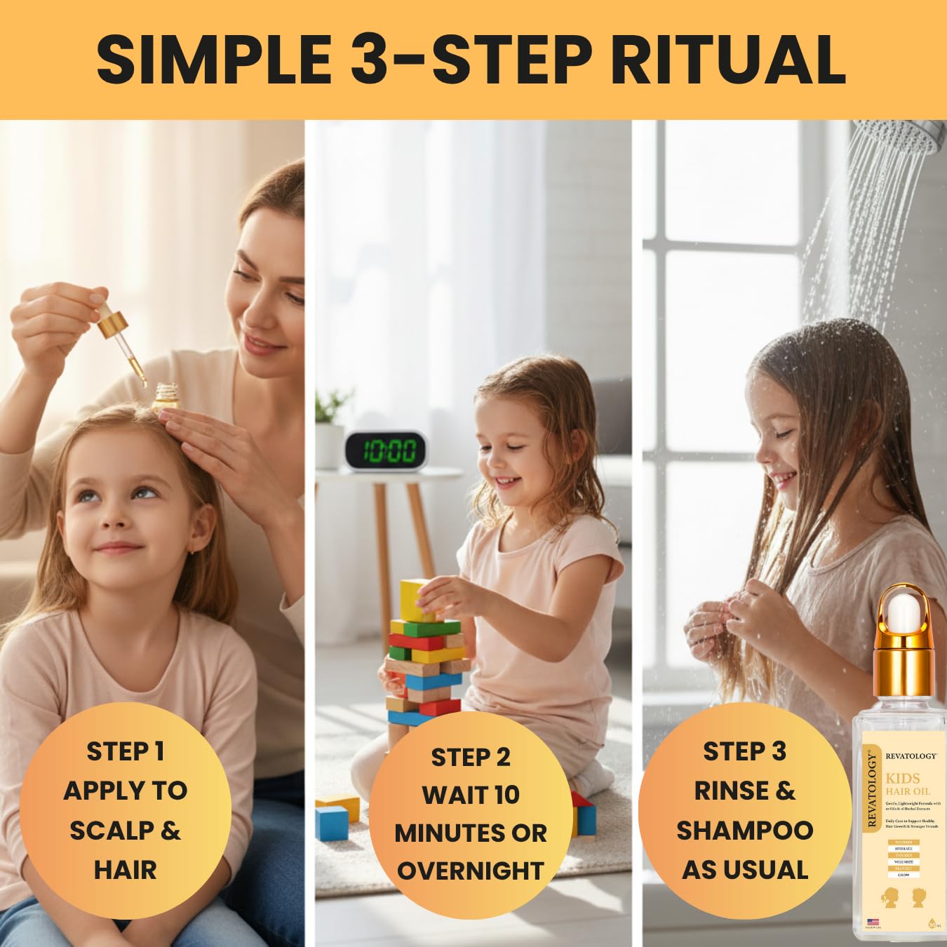 Mystique Abundance Revatalogy baby care scene showing scalp hydration
