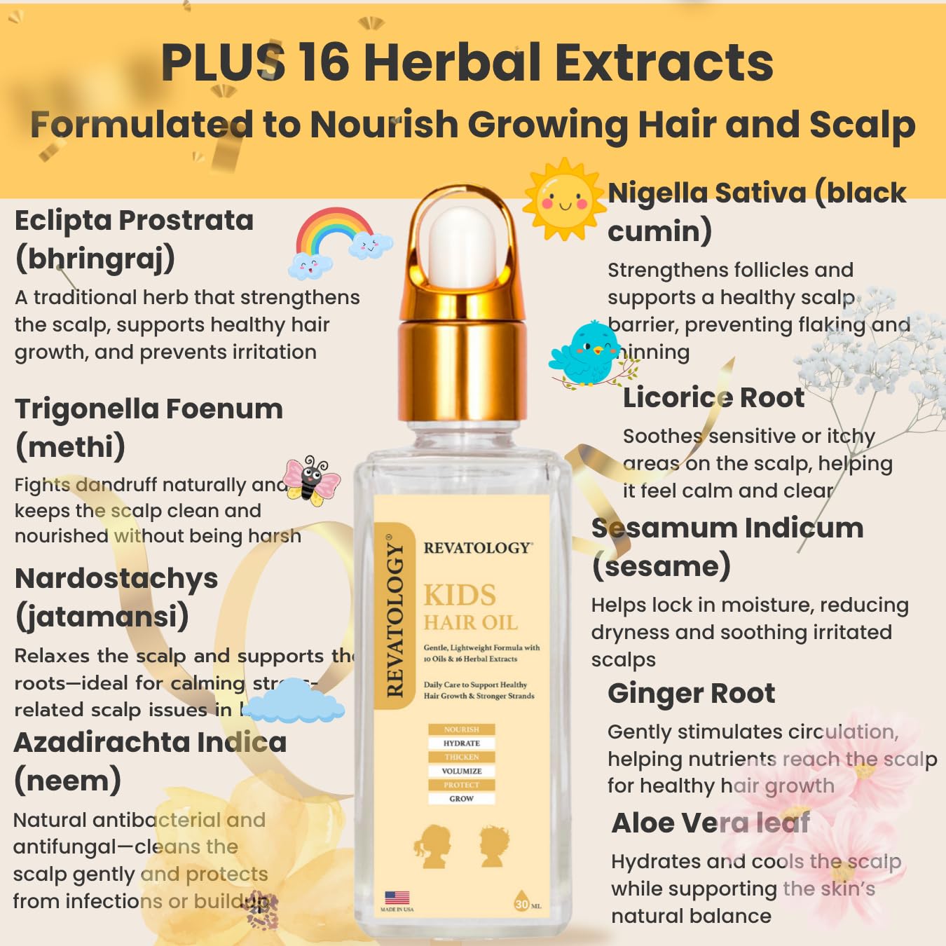 Cruelty-free USA-made Revatalogy branding and safe kids hair care