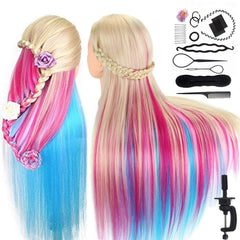 MYSWEETY 29-inch colorful hair mannequin head front view for practice braiding