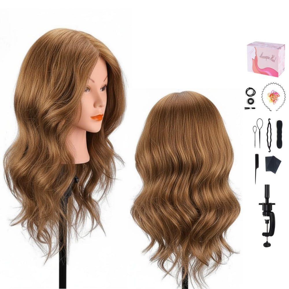 MYSWEETY mannequin head 18-inch brown hair for versatile hair styling practice