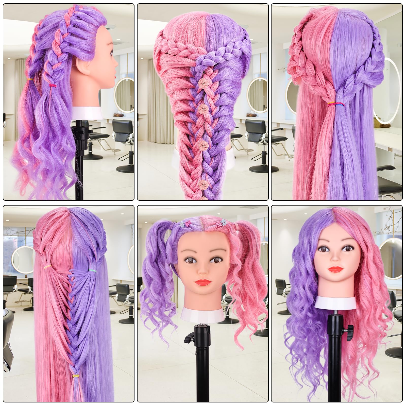 MYSWEETY hair mannequin with DIY styling tools enhances practice sessions.