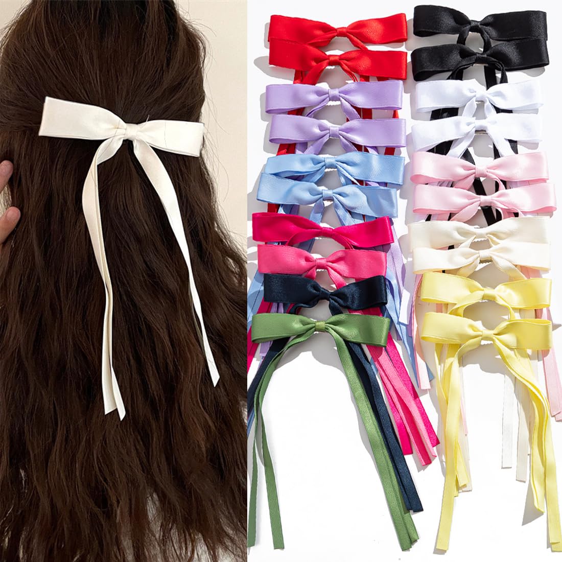 Mythos 20pc ribbon hair clip close-up non slip grip for secure everyday styling