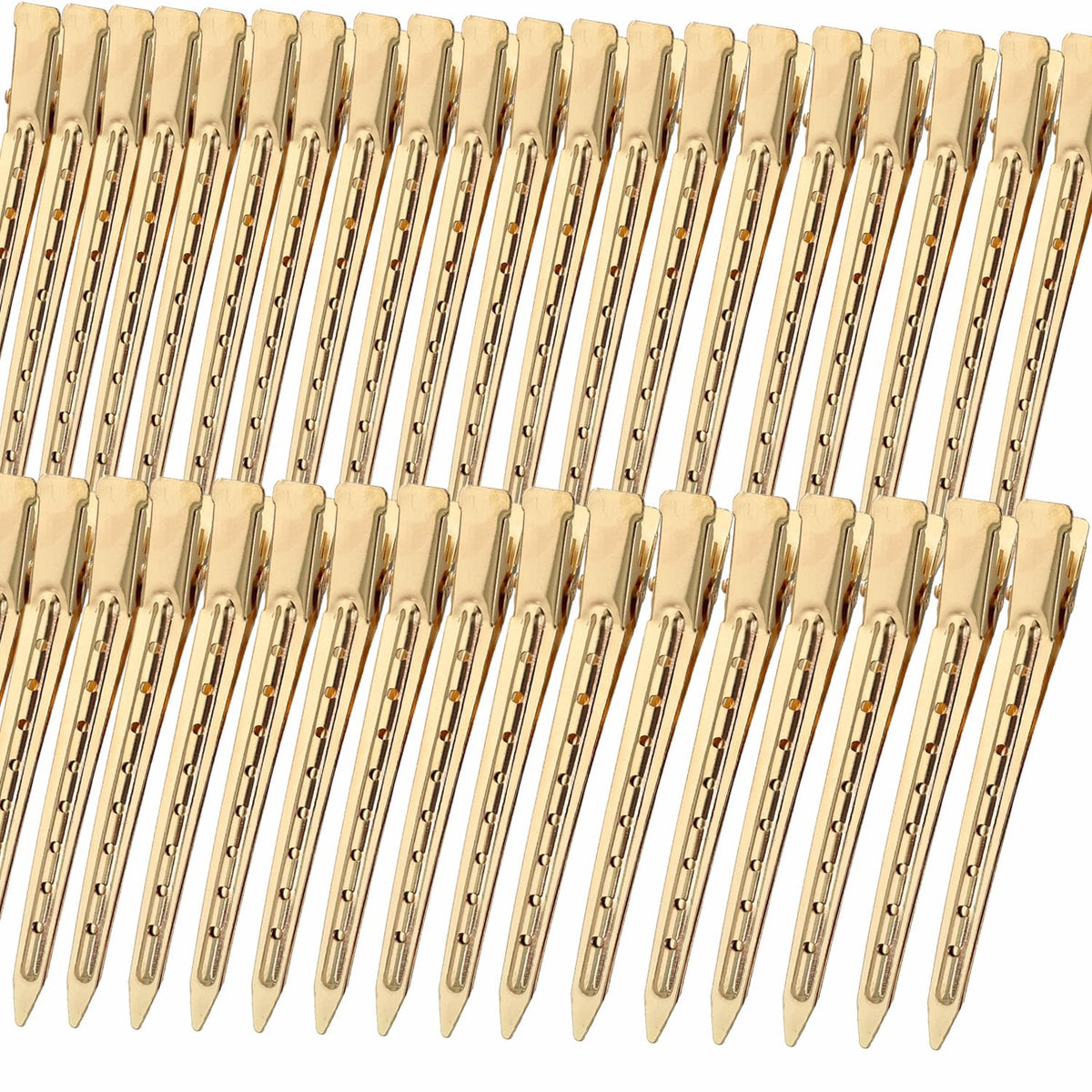 Mythos 40pcs golden duck-billed clips pack close-up for durable styling.