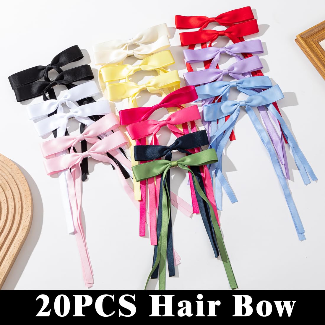 Mythos large ribbon bow hair clip 6.1 by 9 inches for thick or curly hair