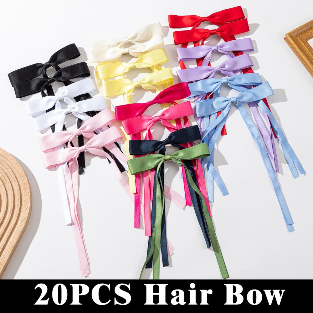 Mythos large ribbon bow hair clip 6.1 by 9 inches for thick or curly hair
