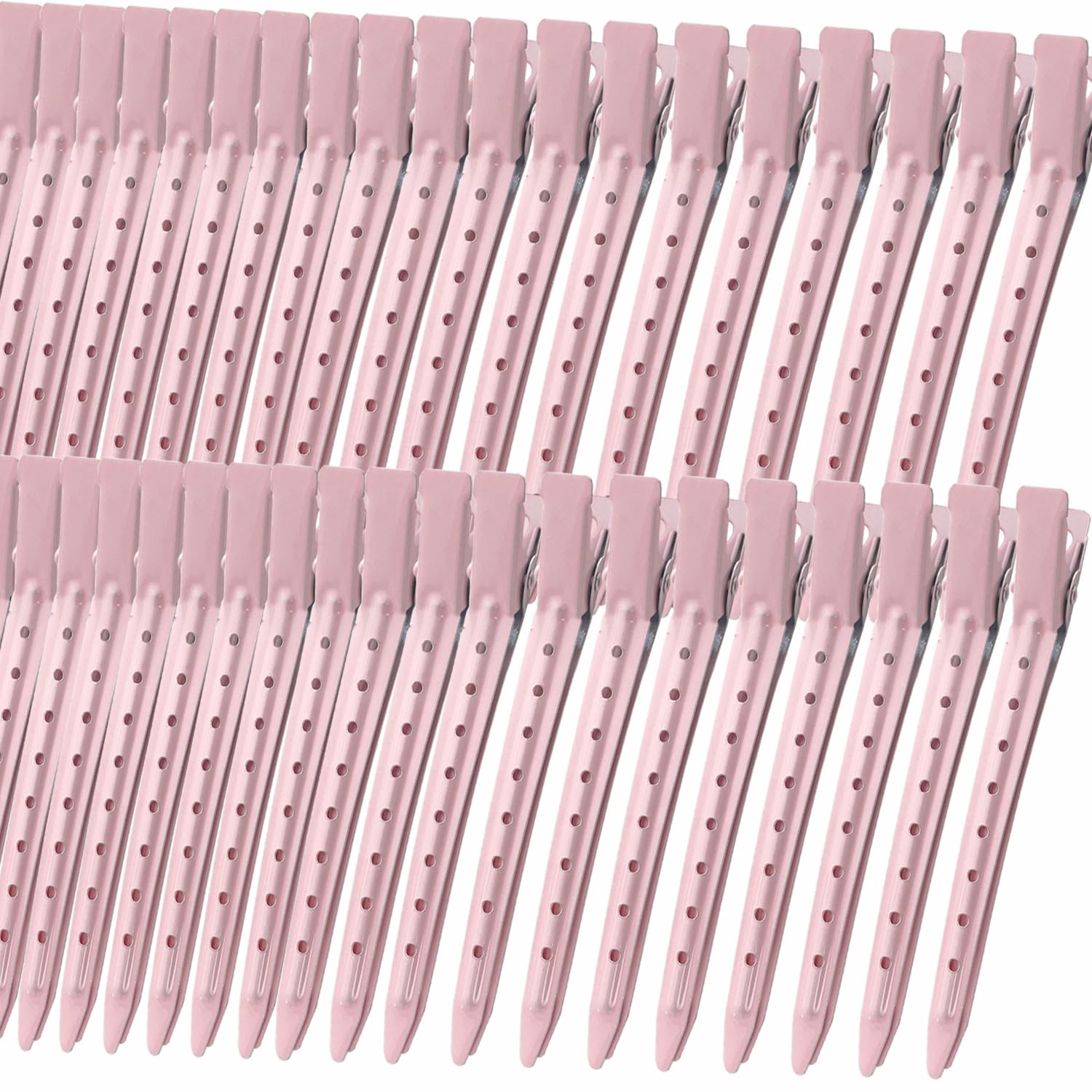 Mythos pink duck-bill clip pack keeps hair tidy during styling.