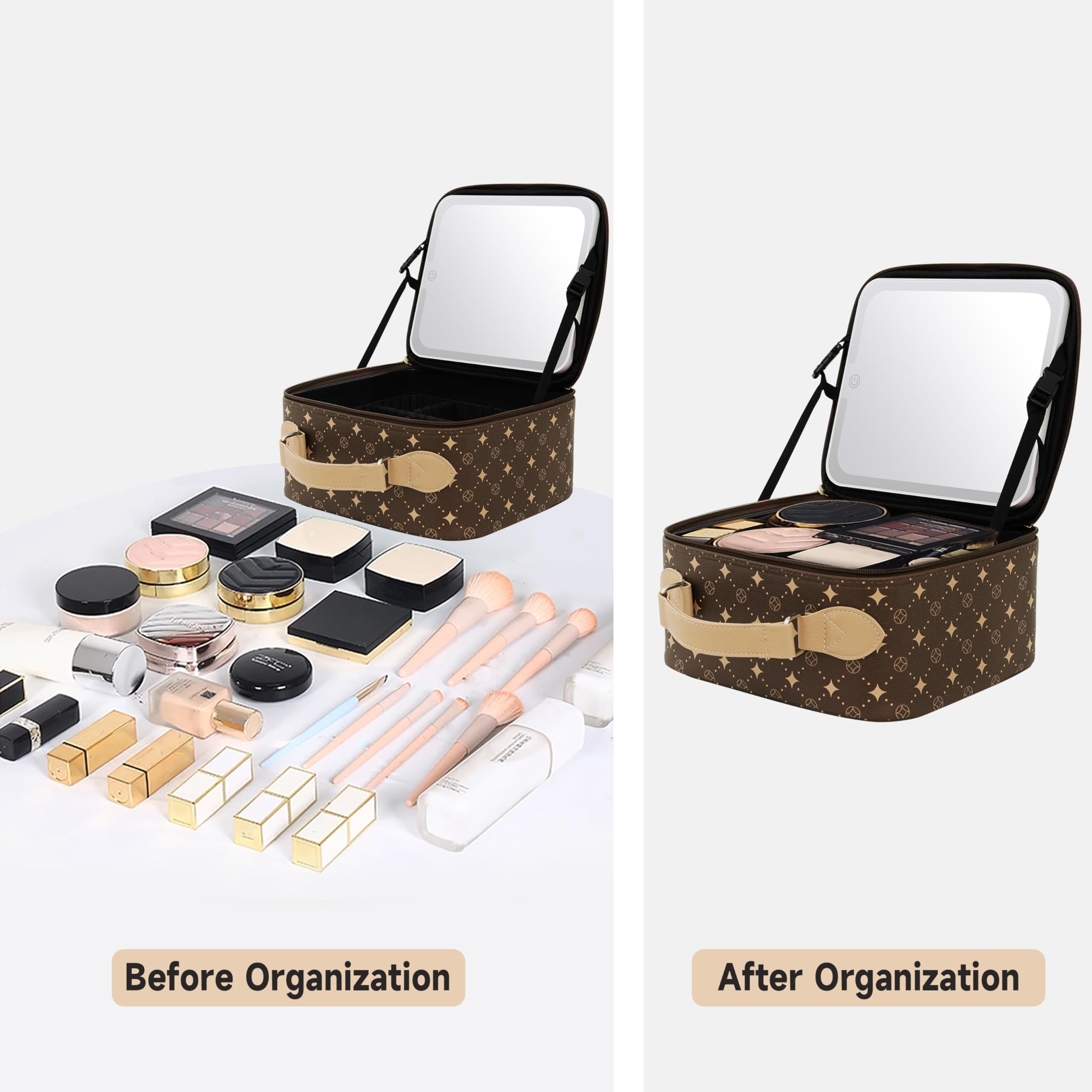 MYUREN adjustable dividers inside help fit different cosmetics securely.