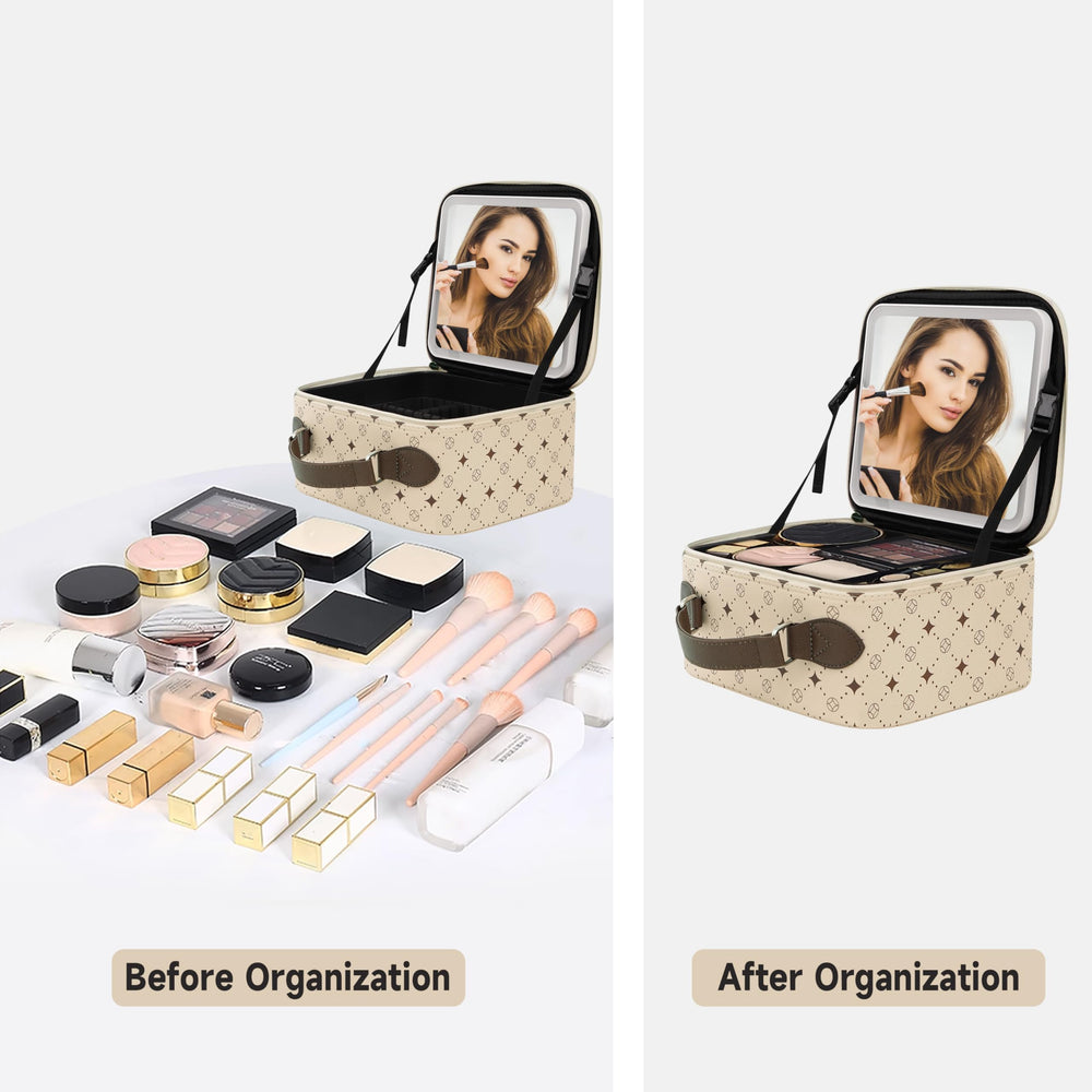 MYUREN included accessories: cosmetic bag, brush board, mirror, and charging cable.