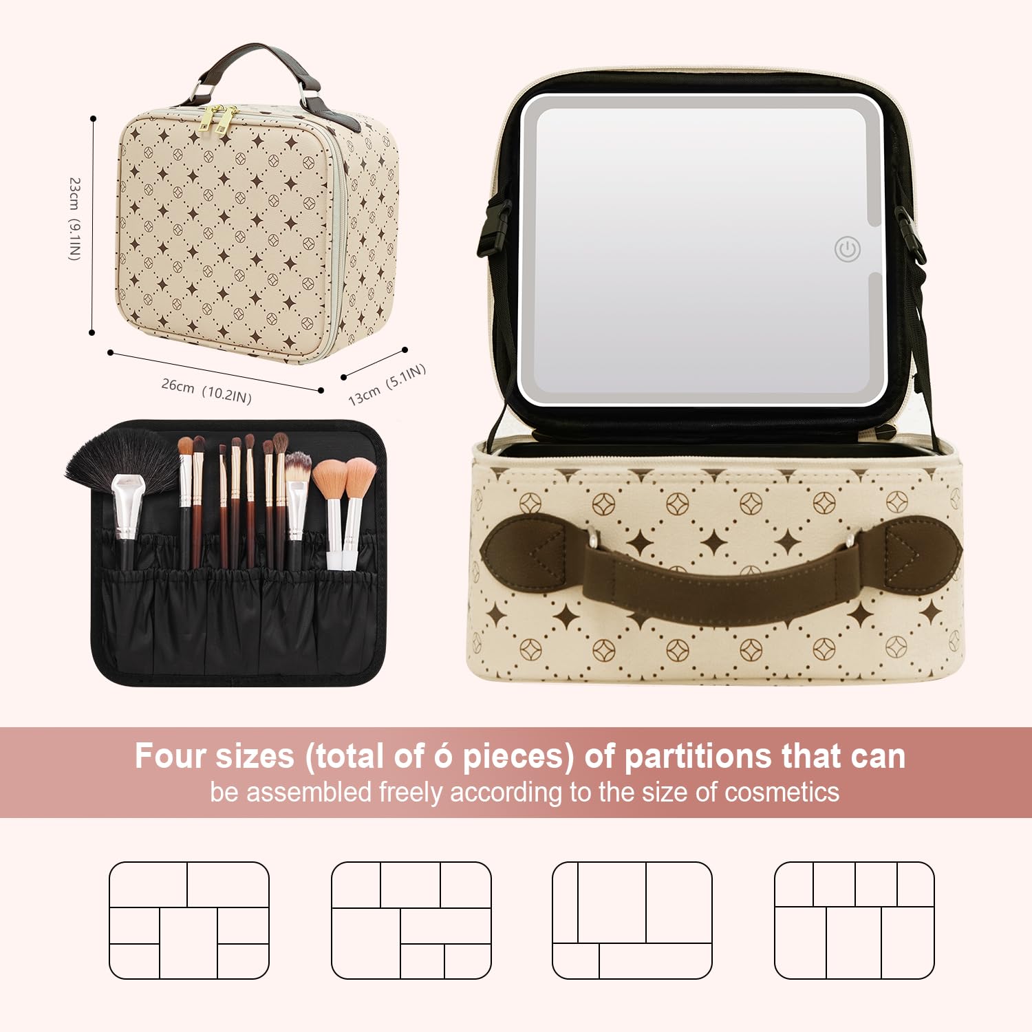MYUREN LED mirror with 3 brightness levels for accurate makeup in any lighting.