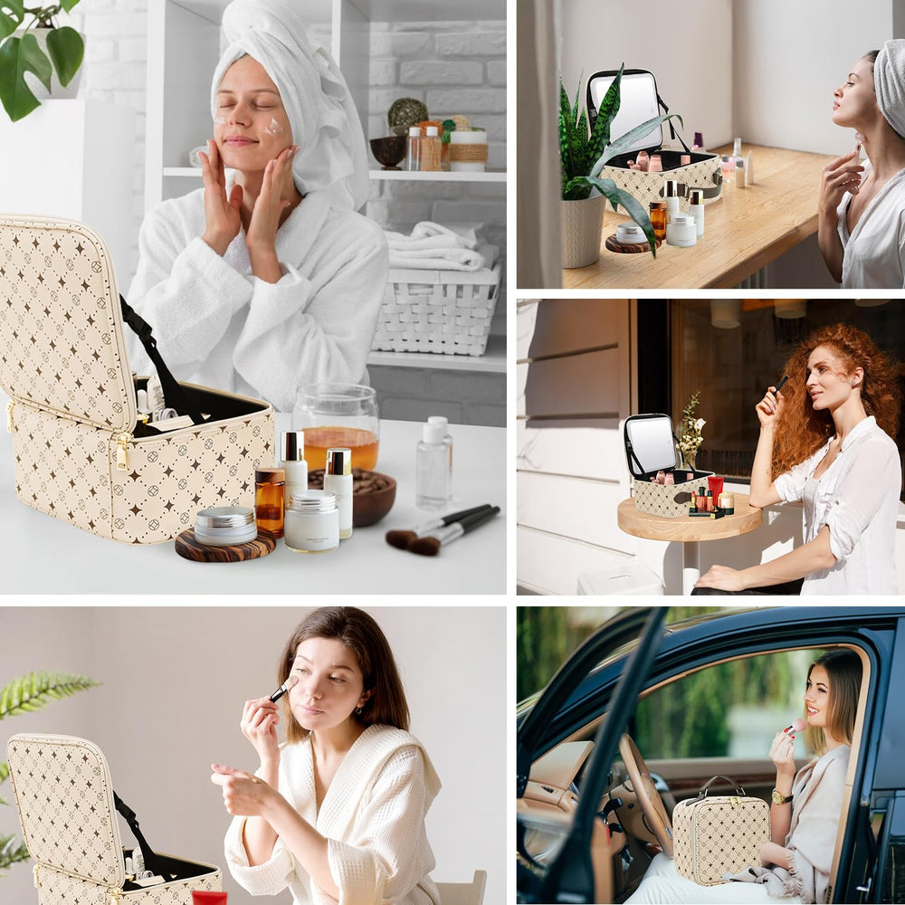 MYUREN portable cosmetic organizer in use for on-the-go routines.