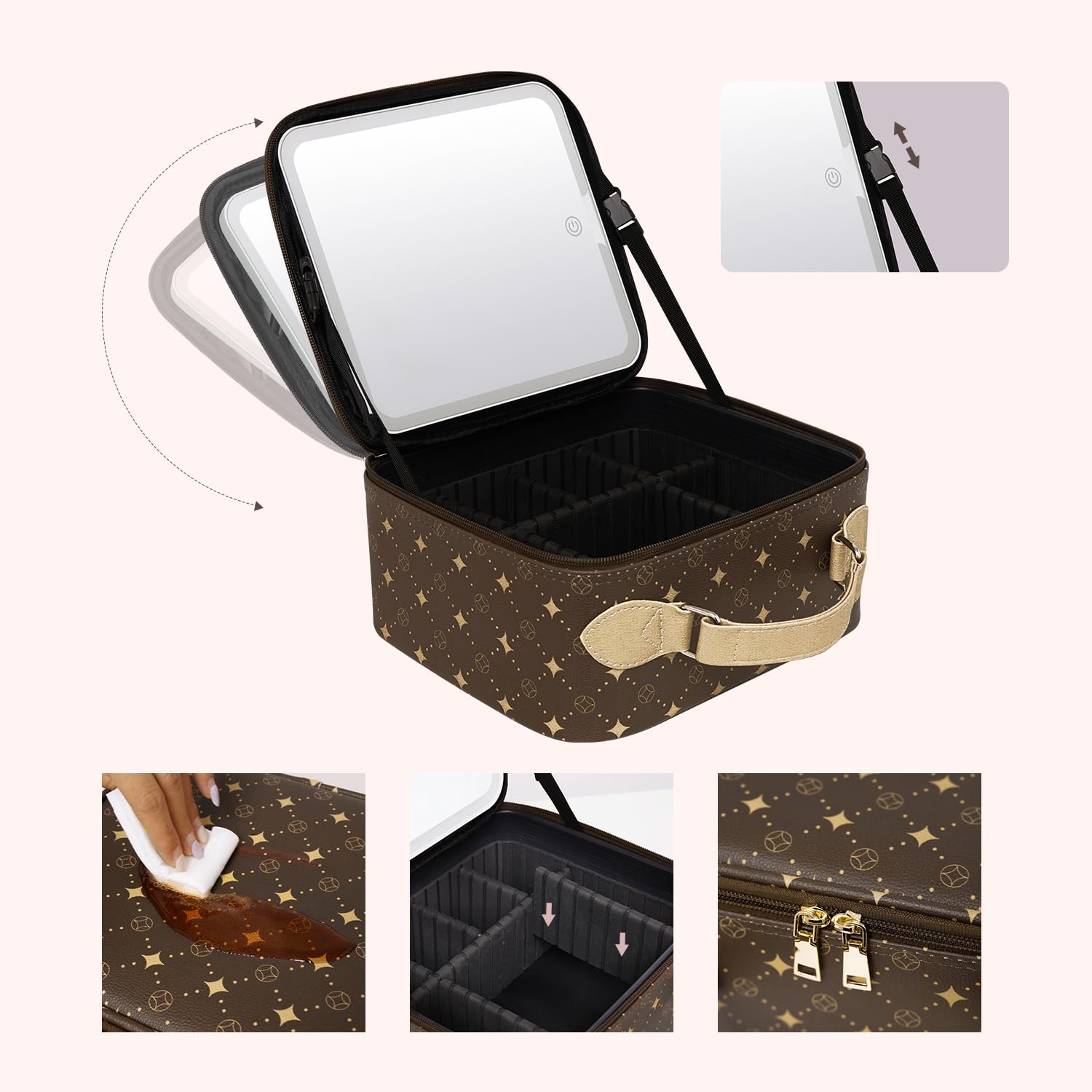 MYUREN portable travel makeup bag for compact, on-the-go use.