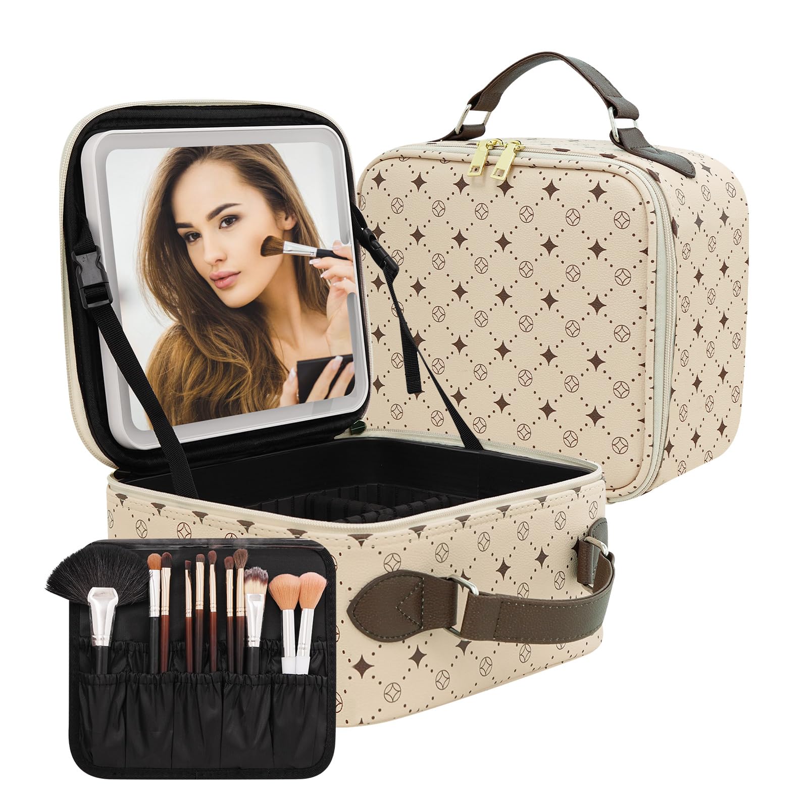 MYUREN travel makeup bag closed view for compact, organized packing on trips.