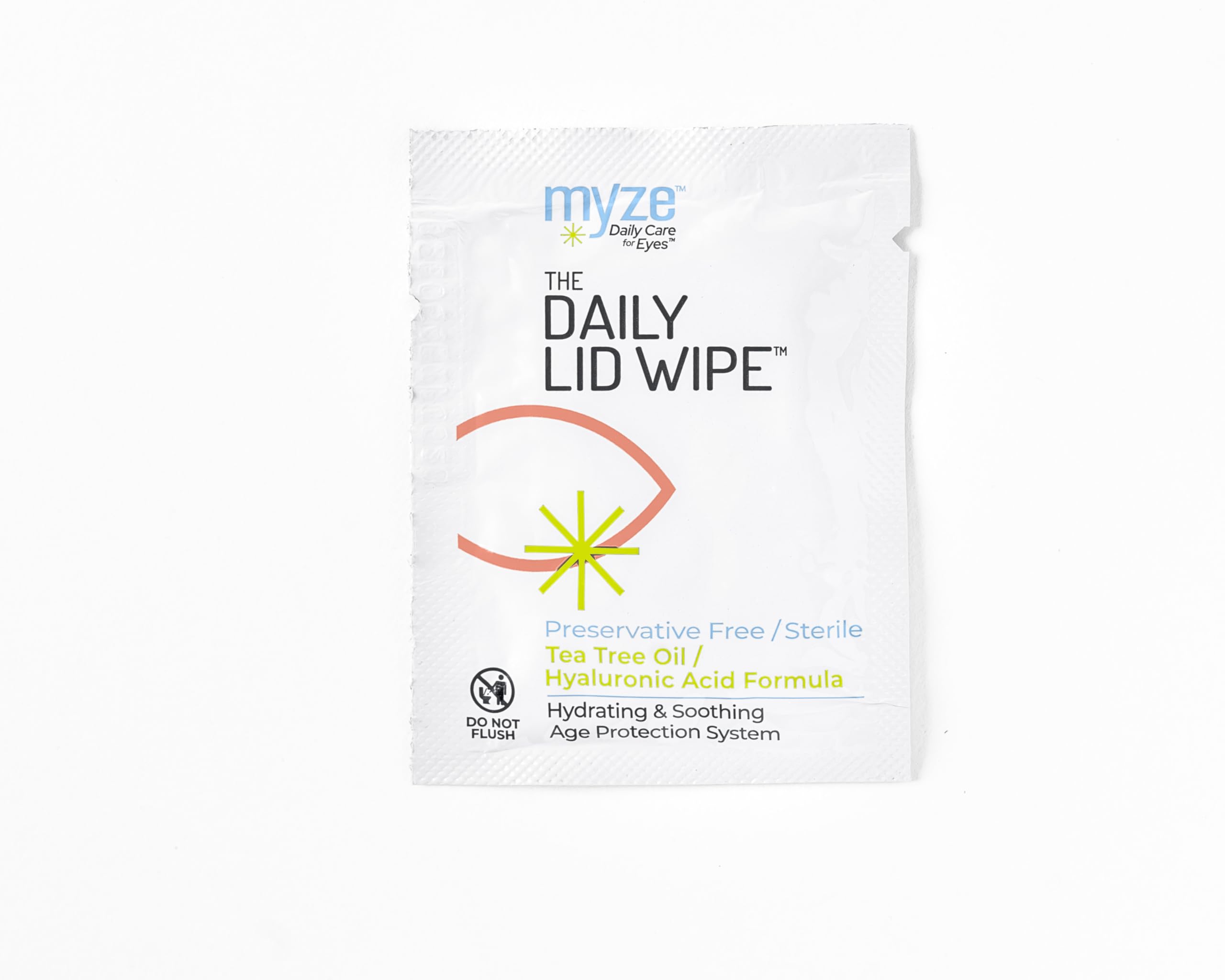 Myze Daily Lid Wipe hyaluronic acid boost hydrates the lid area.