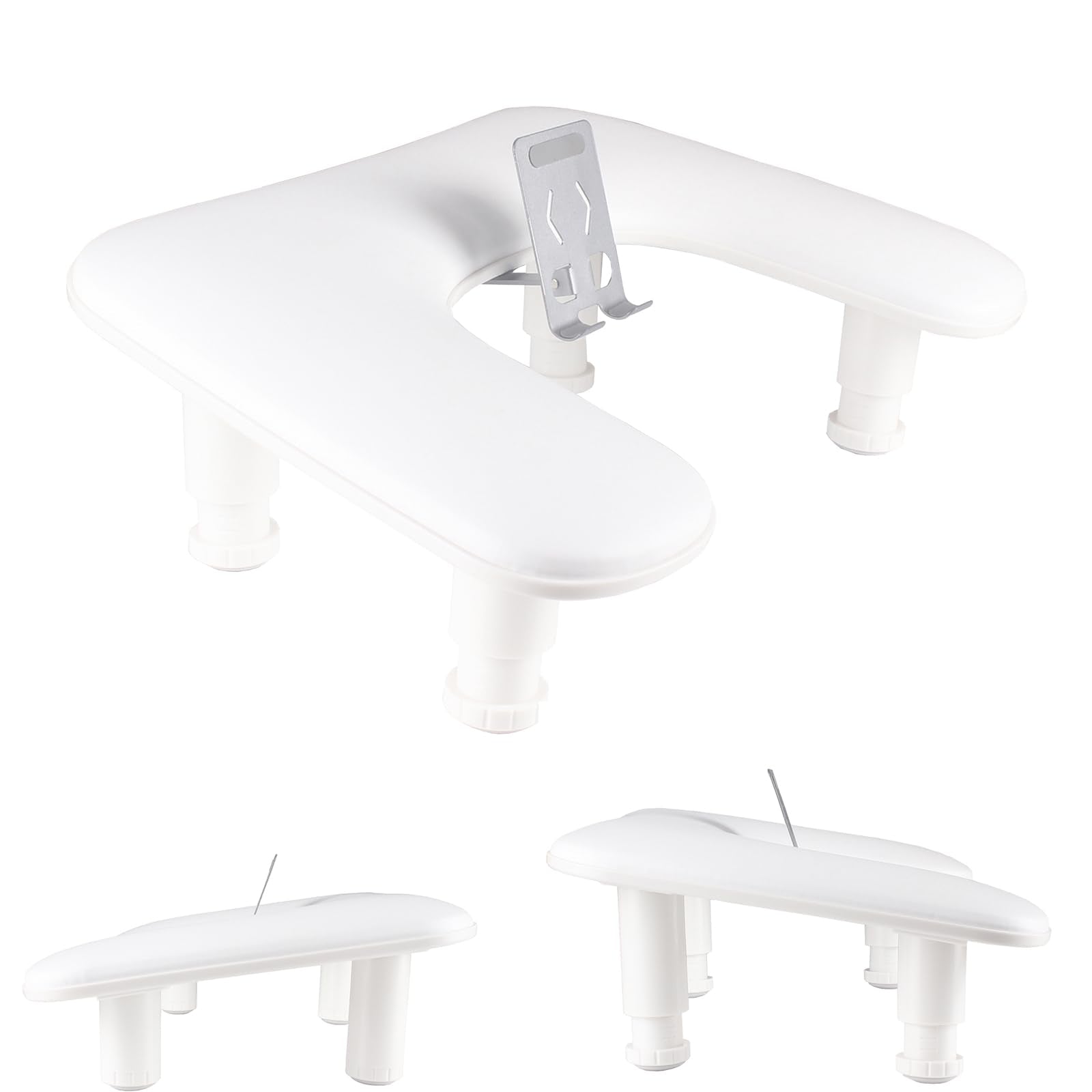 MZCMSL manicure arm rest with 360° rotating holder for easy phone access.