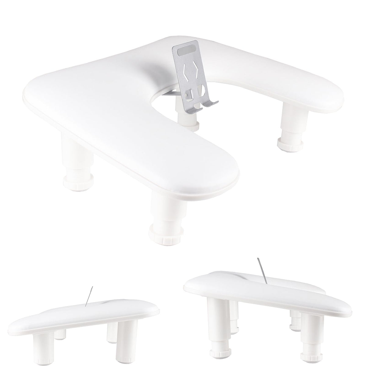 MZCMSL manicure arm rest with 360° rotating holder for easy phone access.