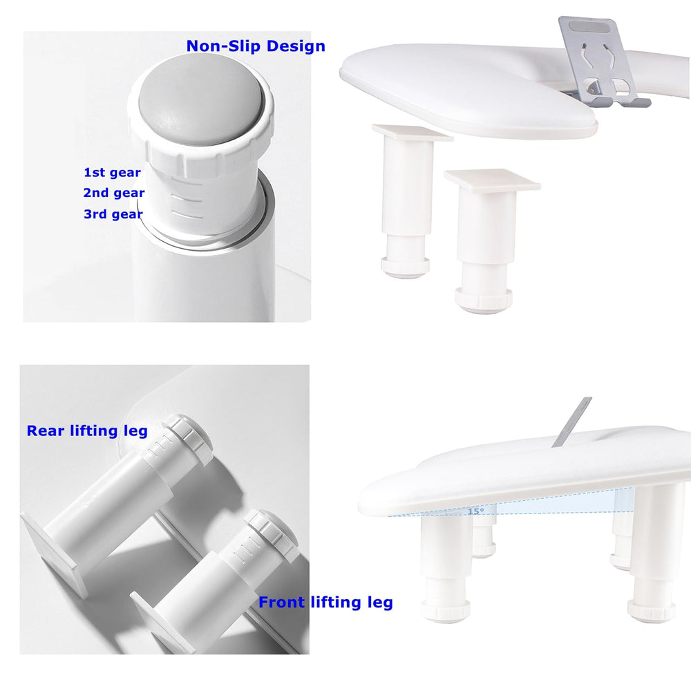 MZCMSL white arm rest close-up showing premium PU material.