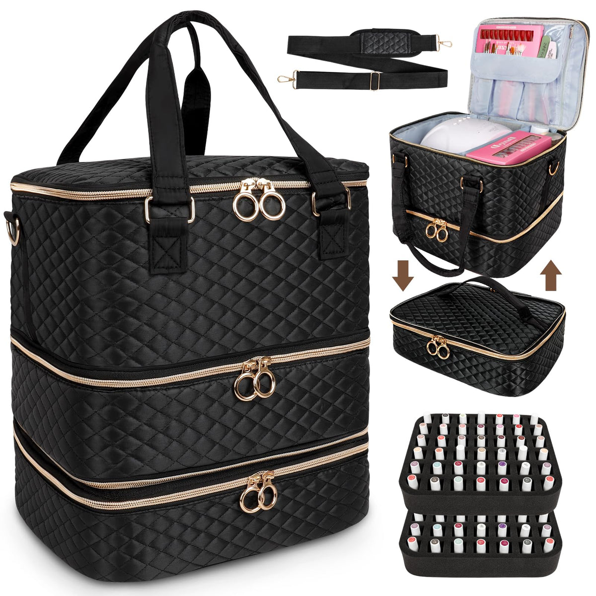 MZTXY nail polish organizer bag front view for travel-ready storage