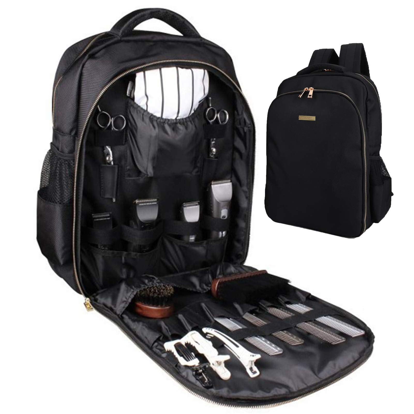 NADAENMF barber organizer backpack shows large capacity for tools on the go