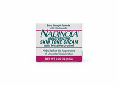 Nadinola moisturizing skin tone cream jar showing rich texture for even application
