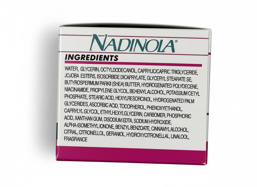 Nadinola skin-tone application routine illustration suggesting simple daily use