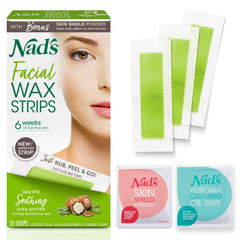 Nad's front packaging showing kit details and benefit of easy at-home waxing