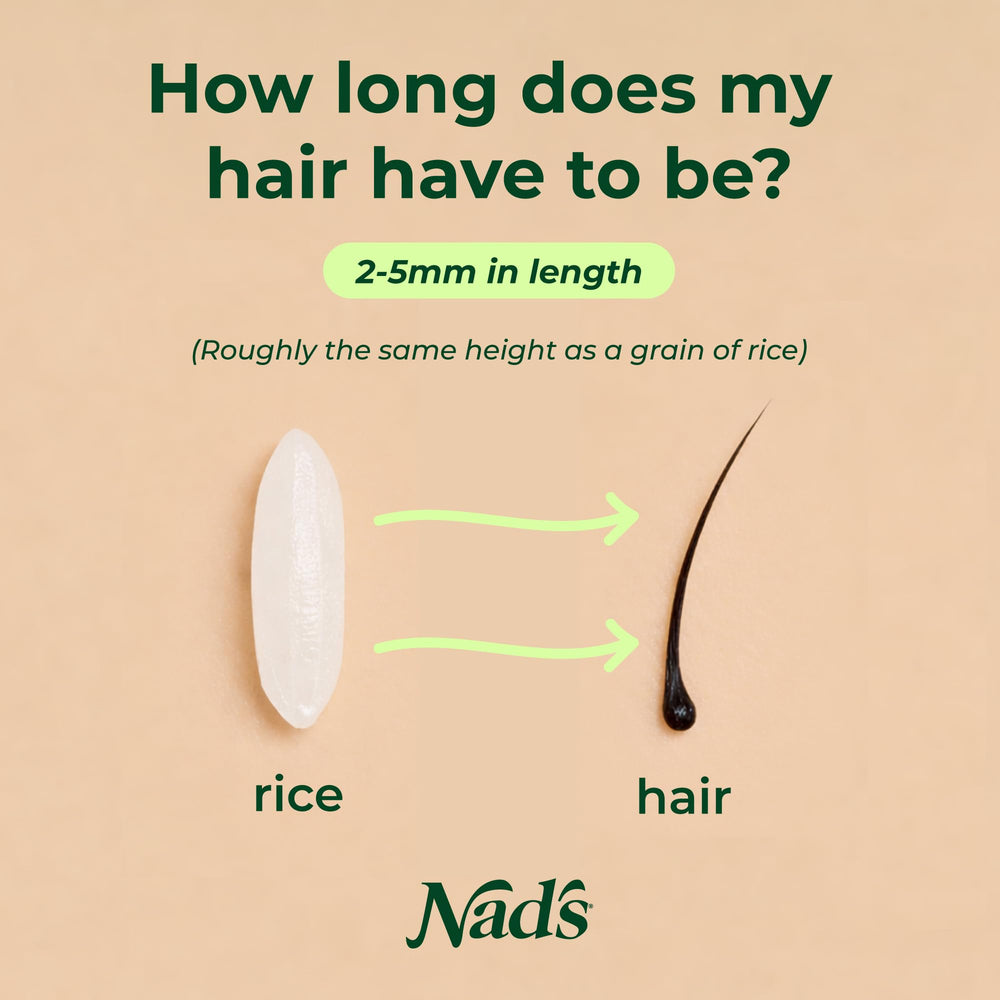 Nad's strip applied to skin demonstrating quick hair removal benefit