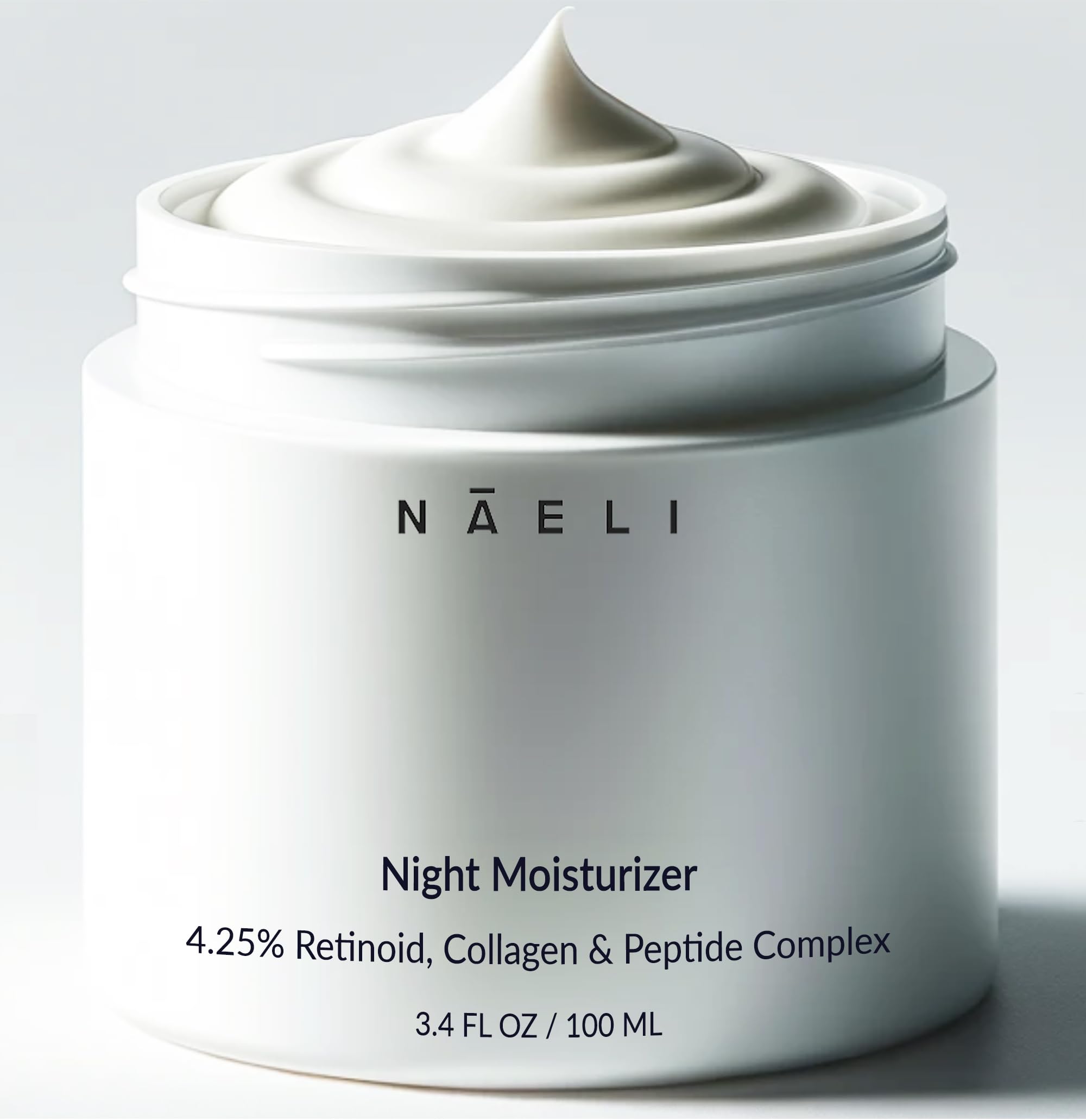 NAELI Retinoid Night Cream bottle focus for anti-aging benefits and silky texture