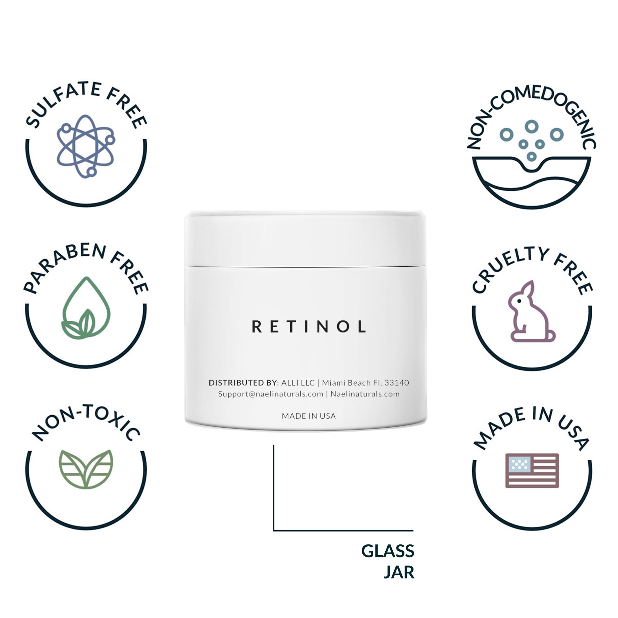 NAELI Retinoid Night Cream jar close-up with clean ingredients and lemongrass scent