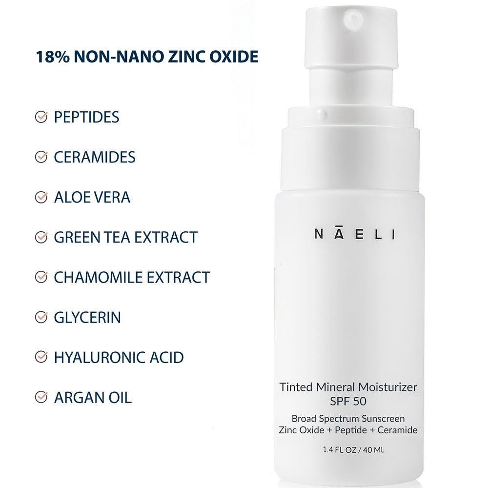 NAELI universal tint swatch on forearm demonstrates buildable coverage.