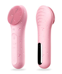 Nagacoola CLIE facial cleansing brush pink handle with soft silicone bristles for gentle cleansing.