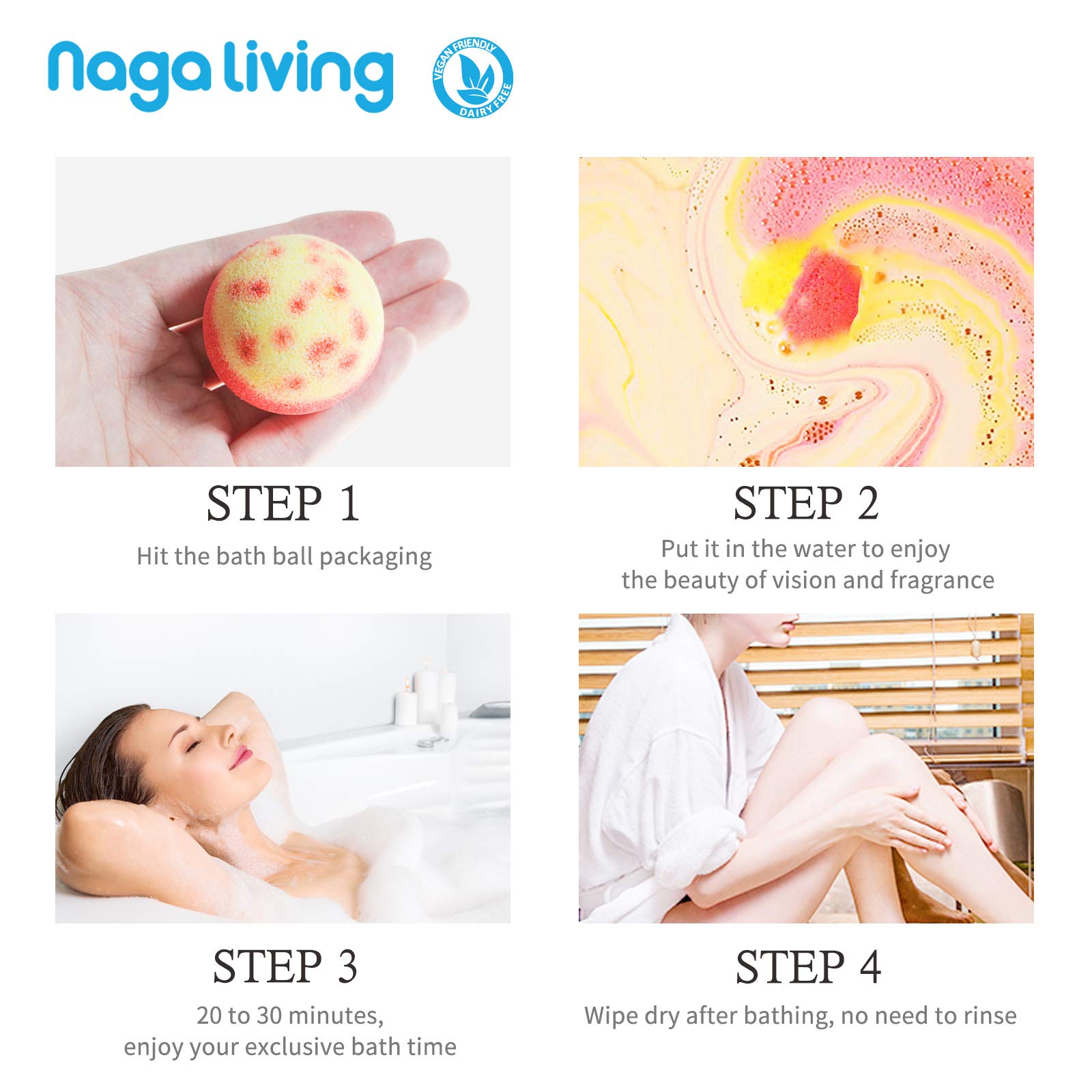 Nagaliving Fresh Dynasty mint bath bomb for refreshing bath.