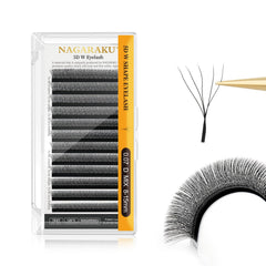 NAGARAKU 5D W lash fans close-up highlight easy fan formation and natural fluff